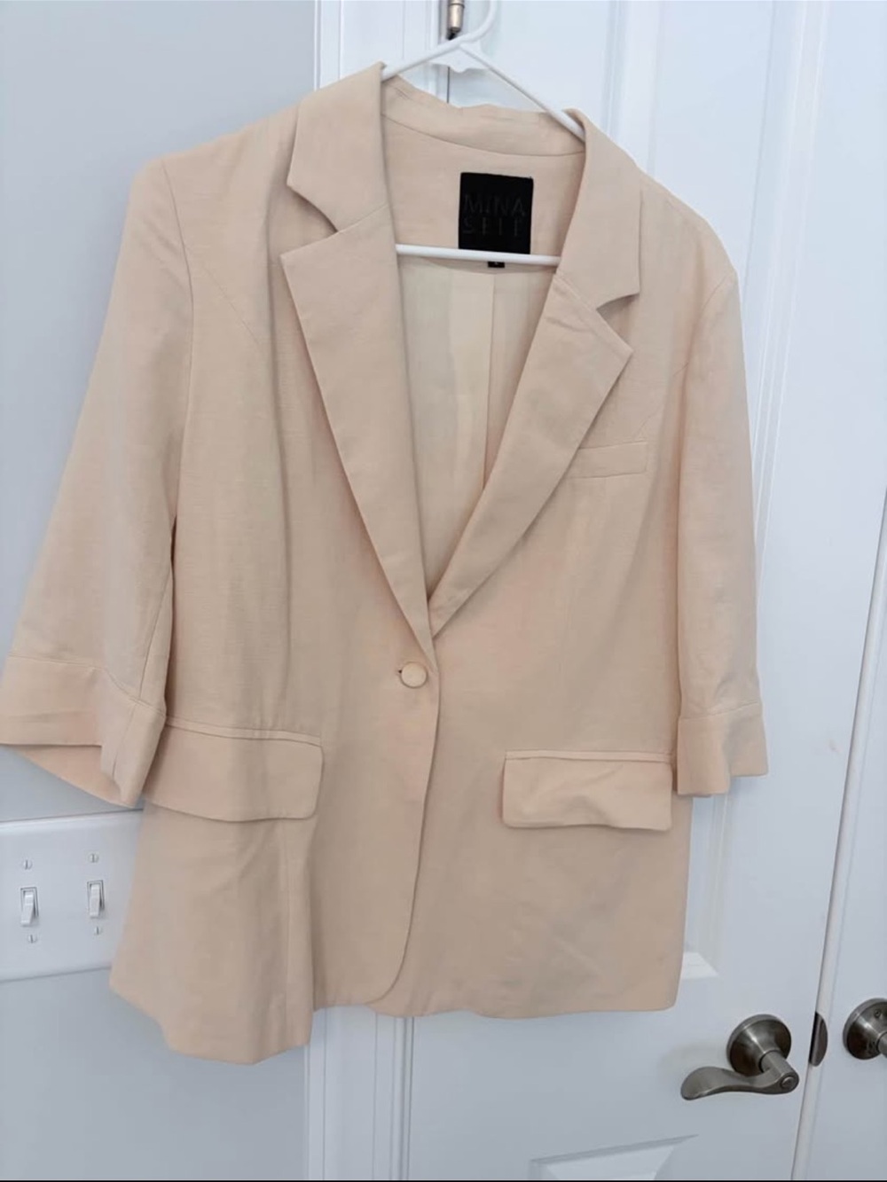 Mango Light Beige Single-Button Blazer Jacket